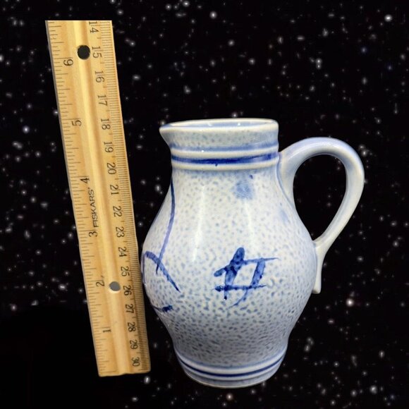 Staffel Stoneware Pitcher W Germany Cobalt Blue Salt Glaze Pottery Stoneware 5”T - Picture 10 of 10